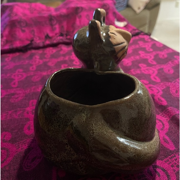 Vintage David Stewart glazed pottery Cat Planter - Picture 8 of 16